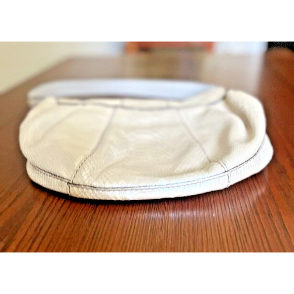 Calvin klein Basketweave Boho Bag Handbag Faux Snake Skin Ivory Beige Iridescent - Picture 9 of 9